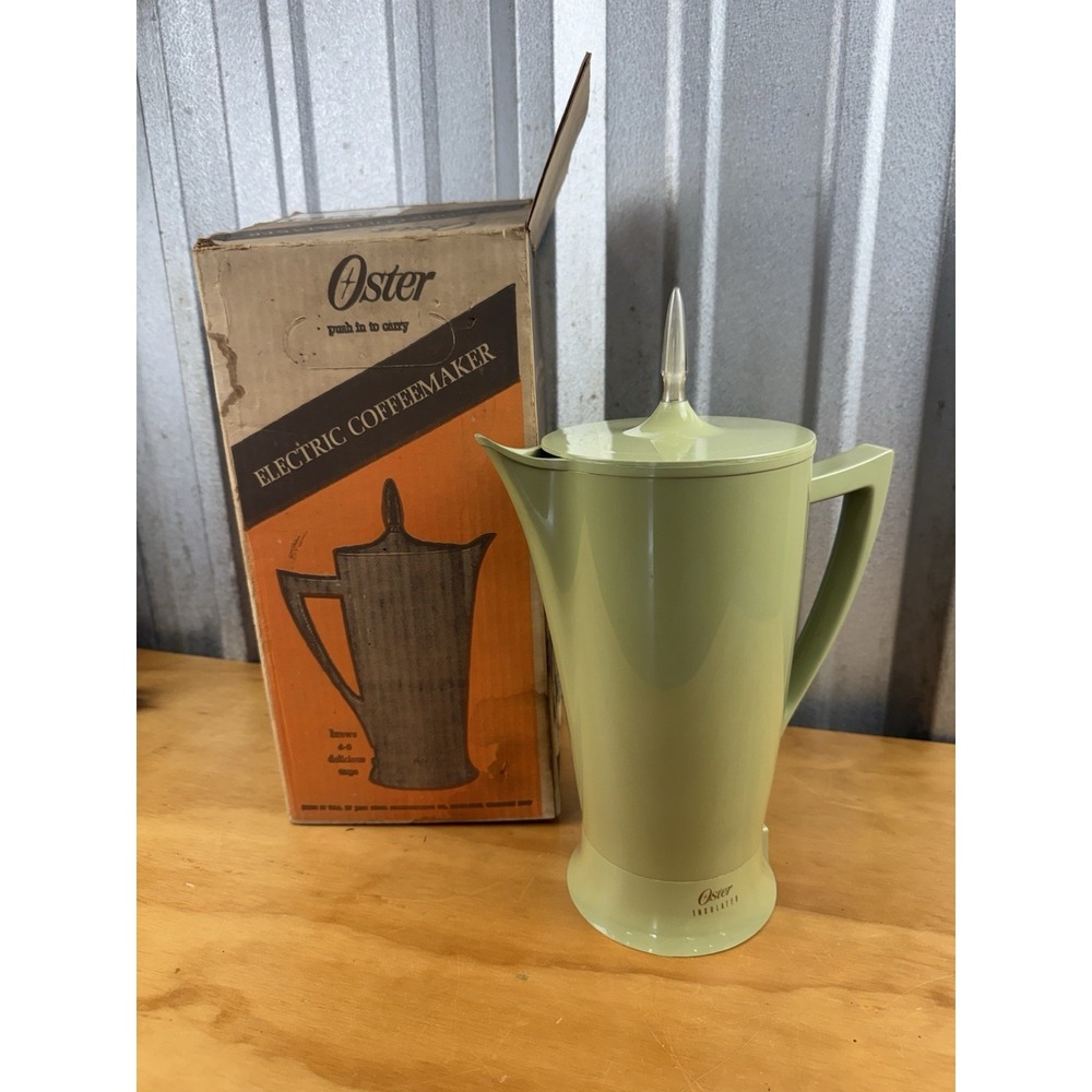 Vintage Oster Insulated Electric Coffeemaker Avocado Green  w/ Box– Untested